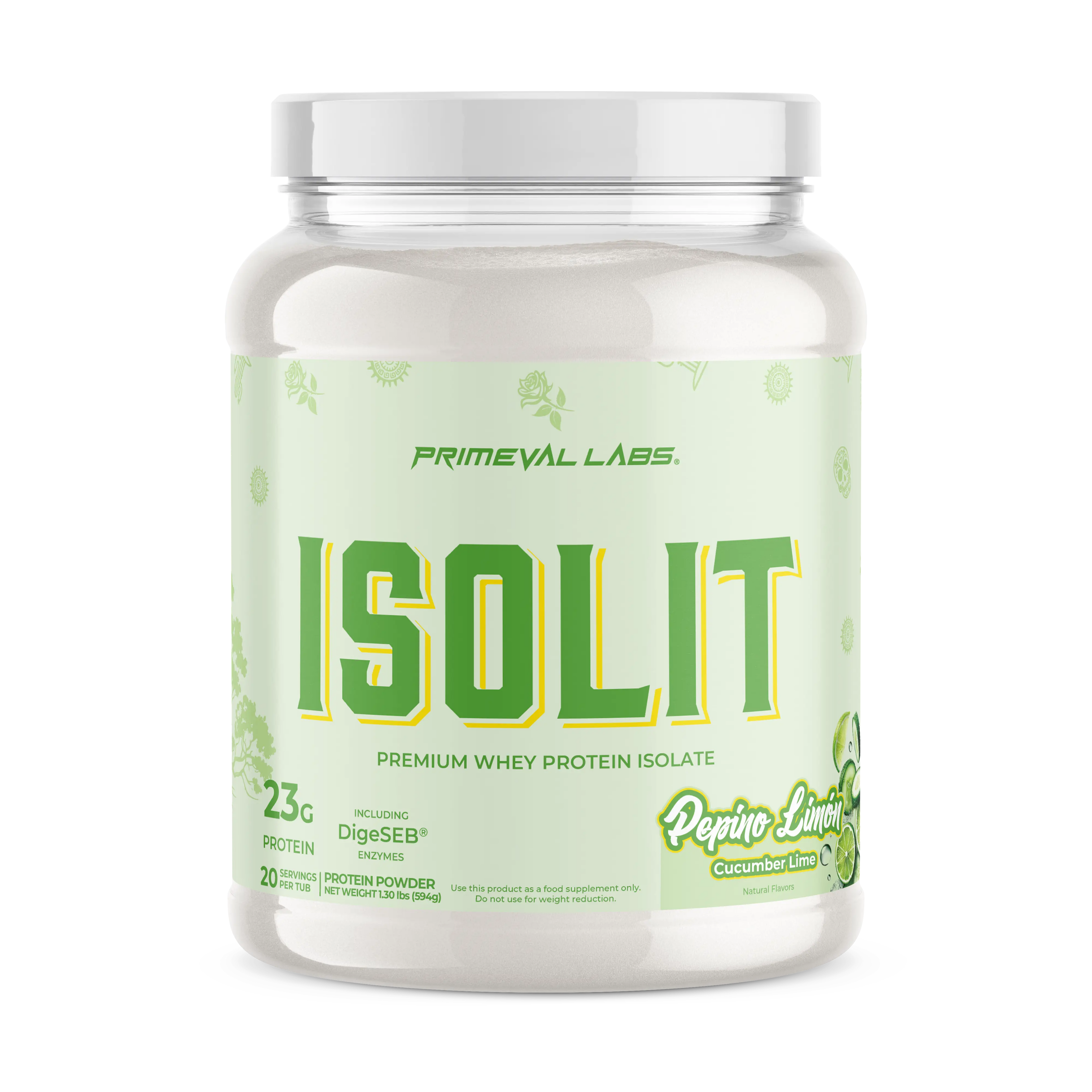 PRIMEVAL LABS ISOLIT Whey Protein Isolate Agua Fresca Flavors Low Fat High Protein 23G Protein 20 Servings