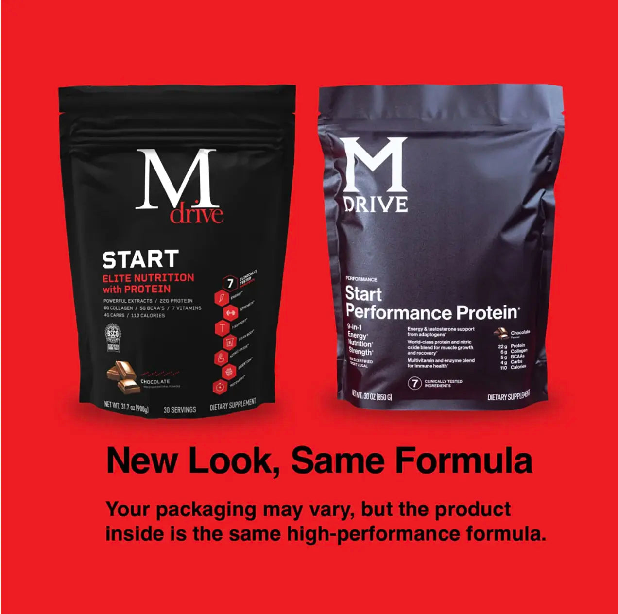 M Drive Start Performance Protein Powder, 22G Protein, Chocolate Flavor