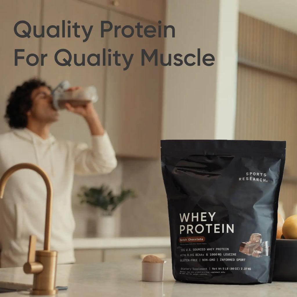 Sports Research Whey Protein - Sports Nutrition Whey Isolate Protein Powder - 5 Lb Bag Bulk Protein Powder 25G per Serving