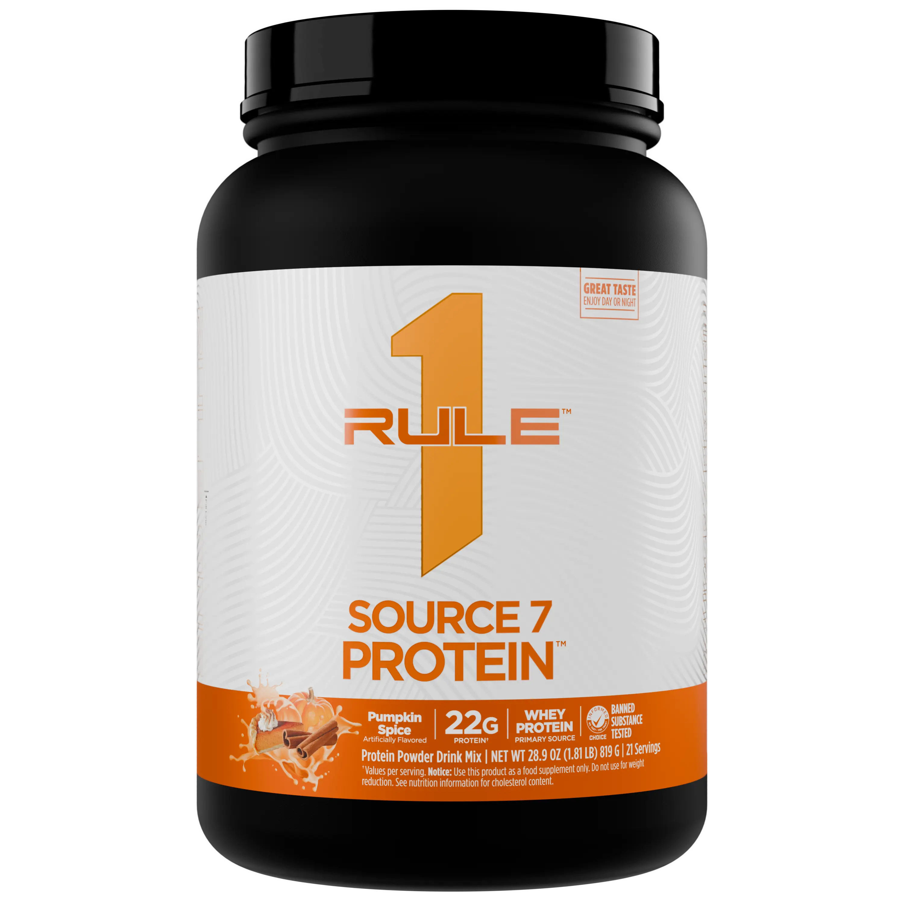 Rule 1 Source 7 Protein – Decadent Flavor, Velvety Smooth Texture, 22G Anytime Protein, and 10G Naturally Occurring Eaas per Serving from 7 Premium Sources, 1.8 Lb, Made in the USA