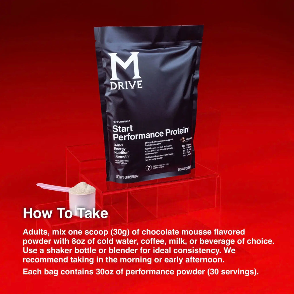 M Drive Start Performance Protein Powder, 22G Protein, Chocolate Flavor