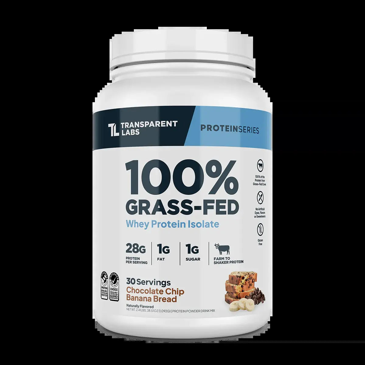 Transparent Labs Grass-Fed Whey Protein Isolate — 28G Protein, Clean Ingredients, Milk, Fitness