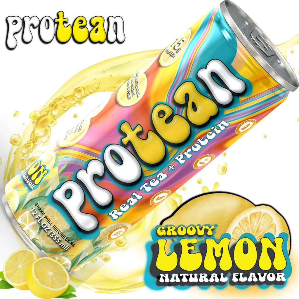 Genepro Real Tea + Protein Groovy Lemon Flavor, Workout Recovery & Energy Boost - Hydration & Protein with All Natural Flavors & Sweeteners - Protein 15G - Fruit, Beverage