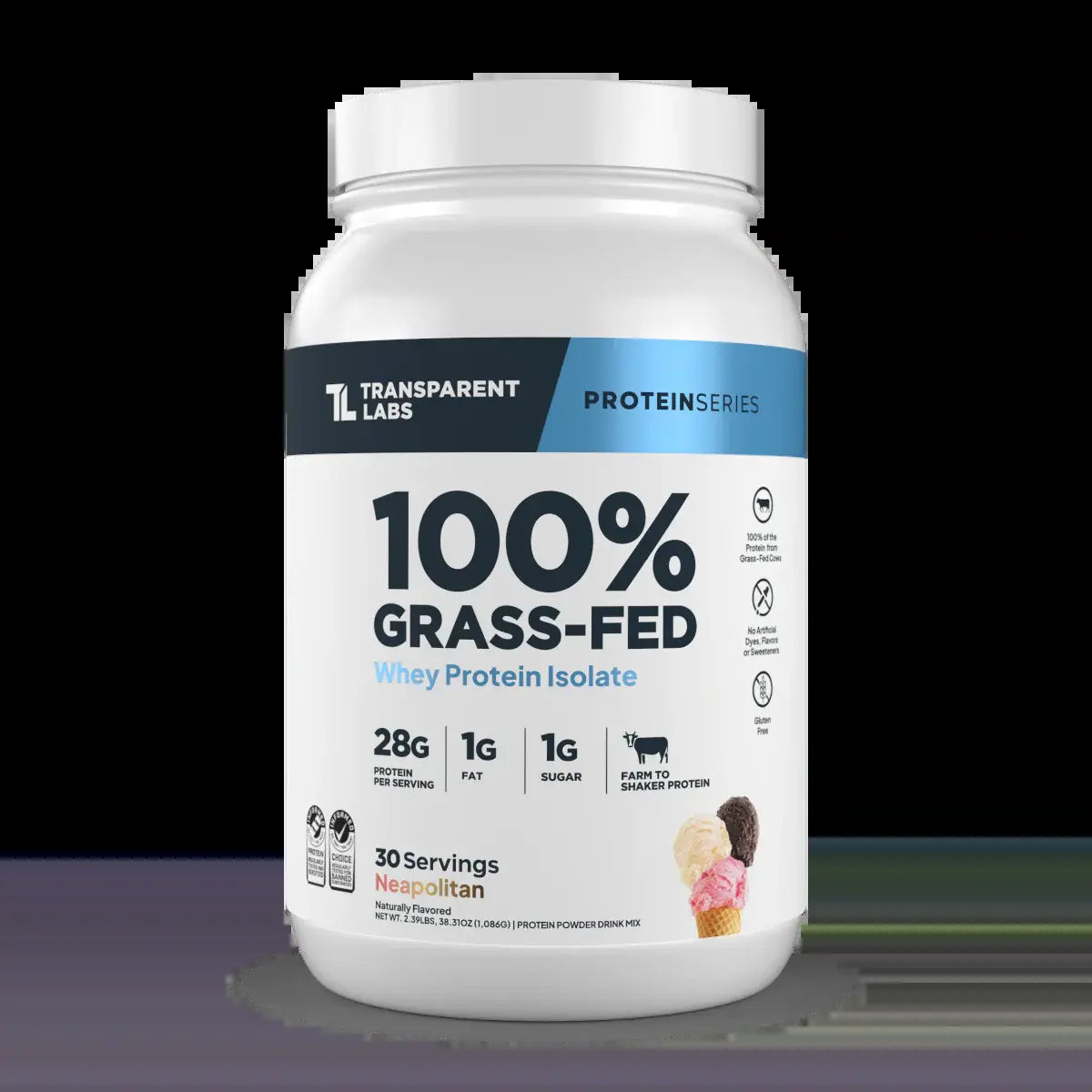 Transparent Labs Grass-Fed Whey Protein Isolate — 28G Protein, Clean Ingredients, Milk, Fitness