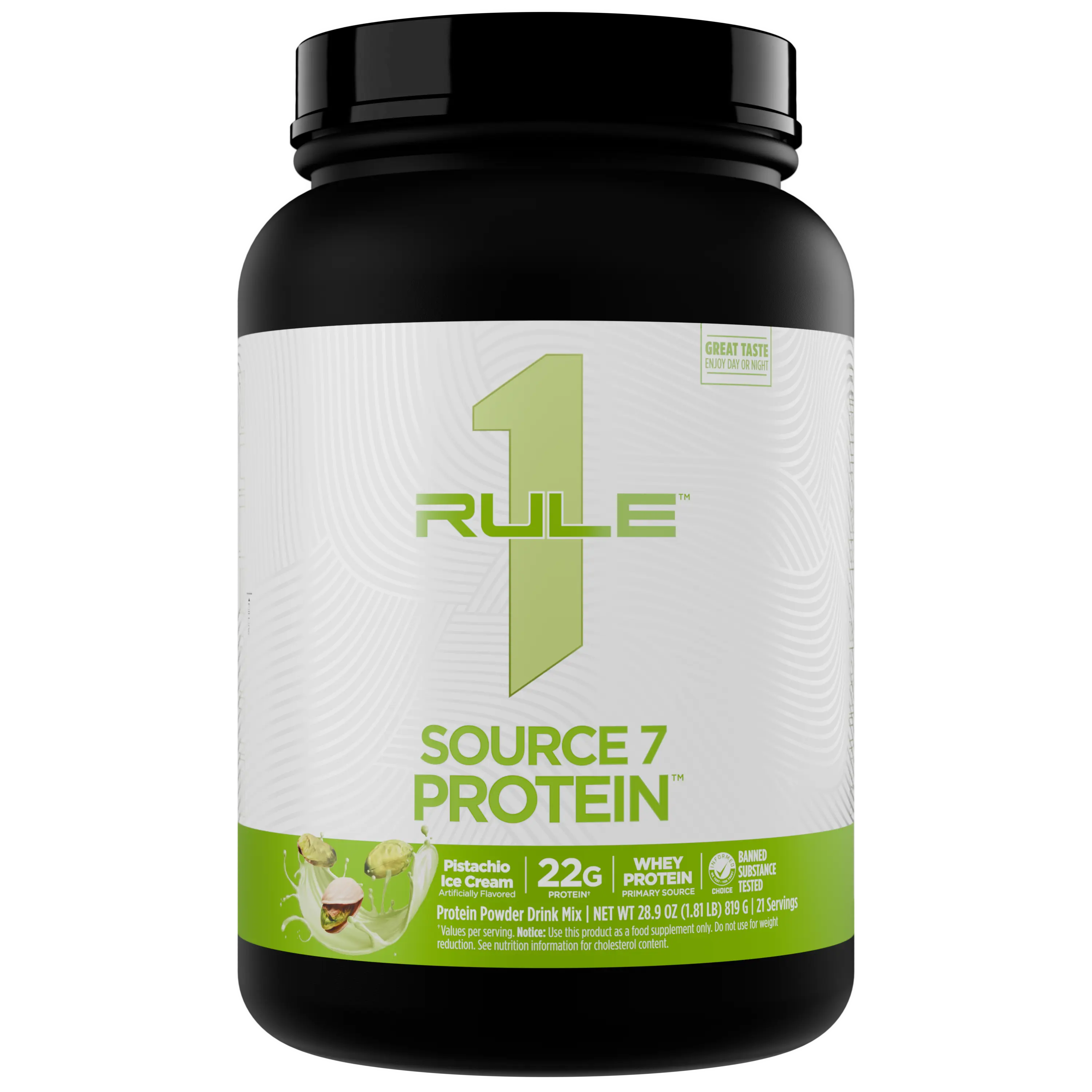 Rule 1 Source 7 Protein – Decadent Flavor, Velvety Smooth Texture, 22G Anytime Protein, and 10G Naturally Occurring Eaas per Serving from 7 Premium Sources, 1.8 Lb, Made in the USA