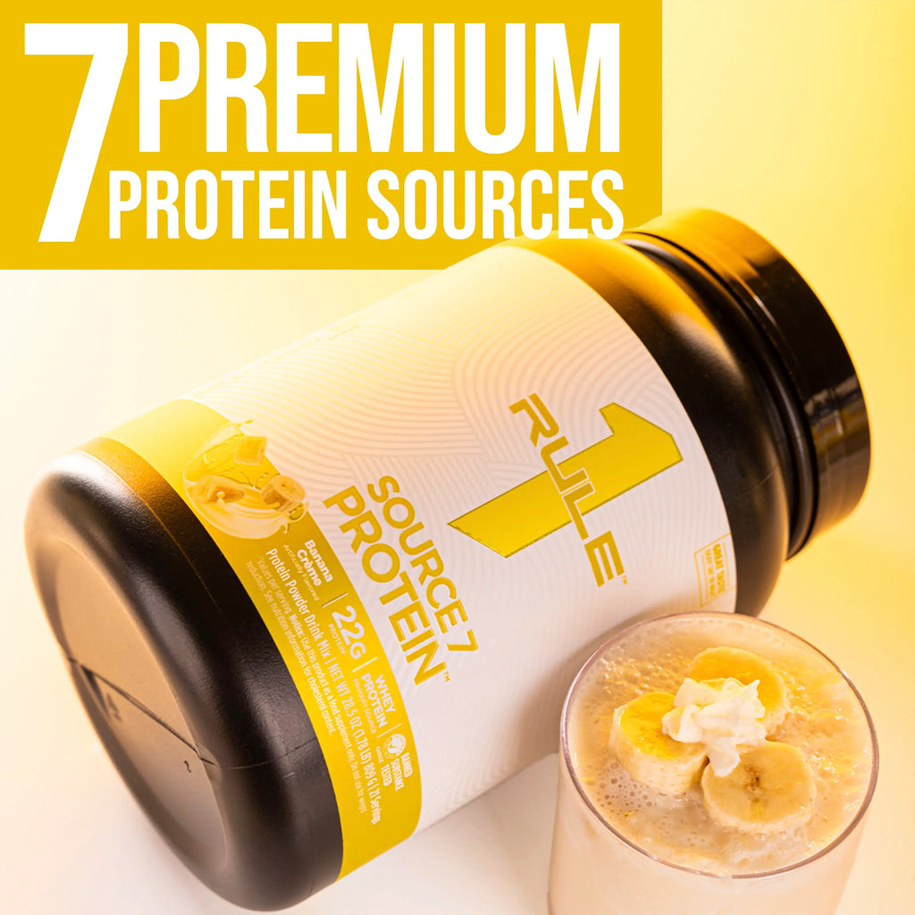 Rule 1 Source 7 Protein – Decadent Flavor, Velvety Smooth Texture, 22G Anytime Protein, and 10G Naturally Occurring Eaas per Serving from 7 Premium Sources, 1.8 Lb, Made in the USA