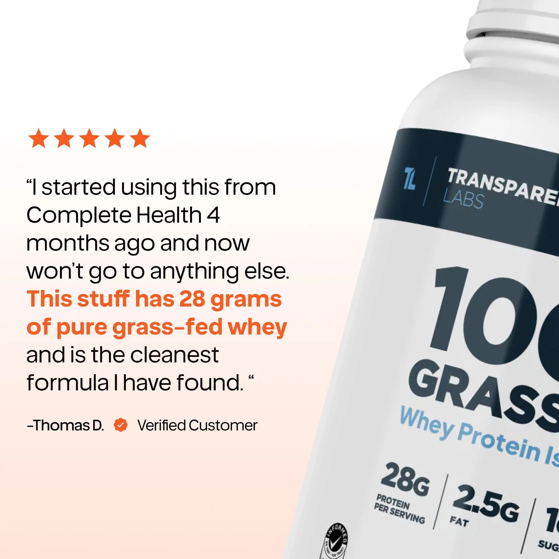 Transparent Labs Grass-Fed Whey Protein Isolate — 28G Protein, Clean Ingredients, Milk, Fitness