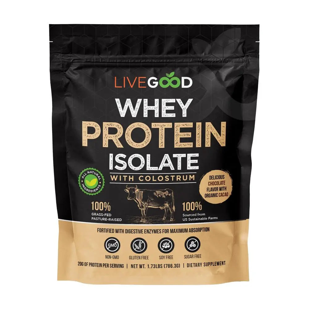 Livegood Chocolate Whey Protein Isolate – Grass-Fed | Chocolate Protein + Colostrum