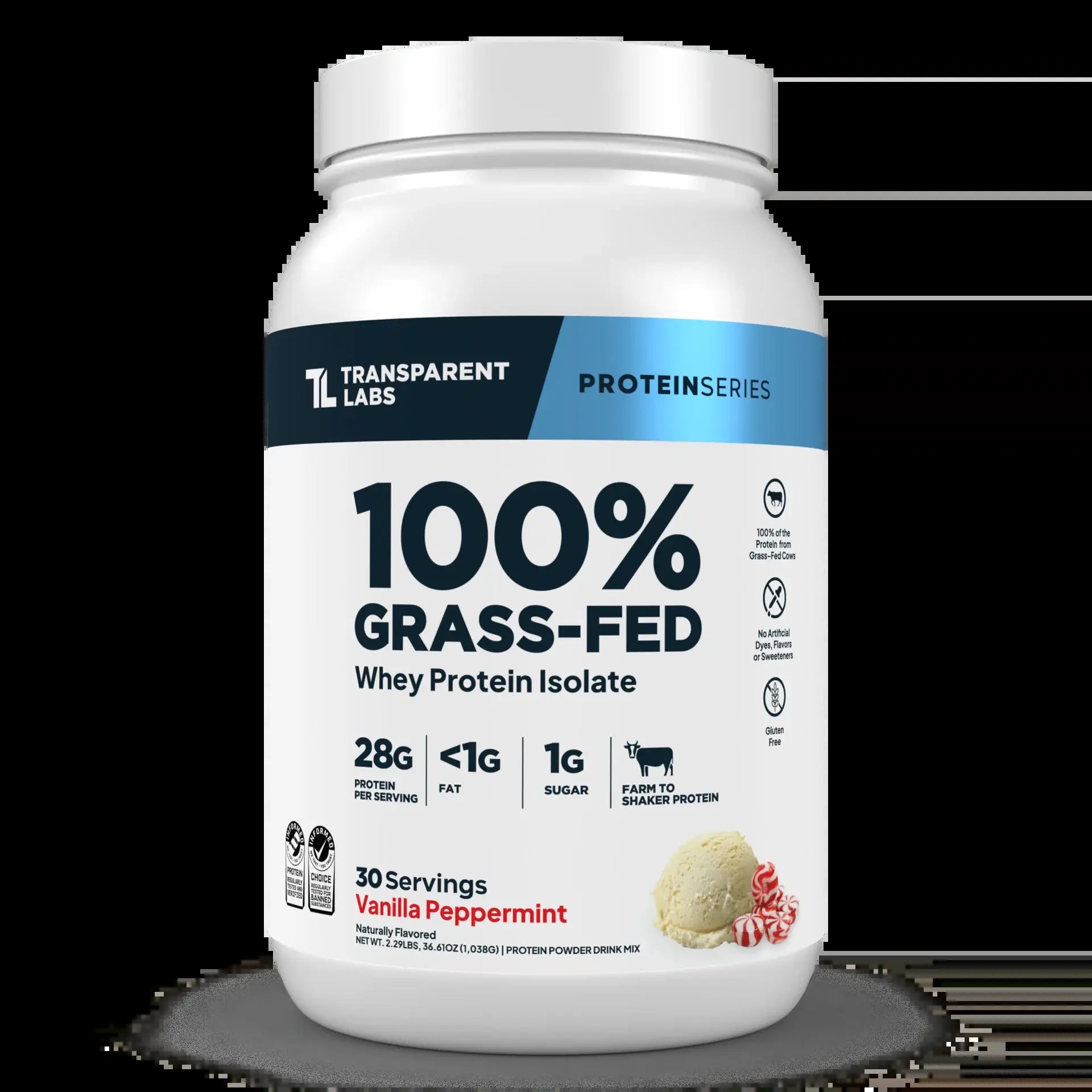 Transparent Labs Grass-Fed Whey Protein Isolate — 28G Protein, Clean Ingredients, Milk, Fitness