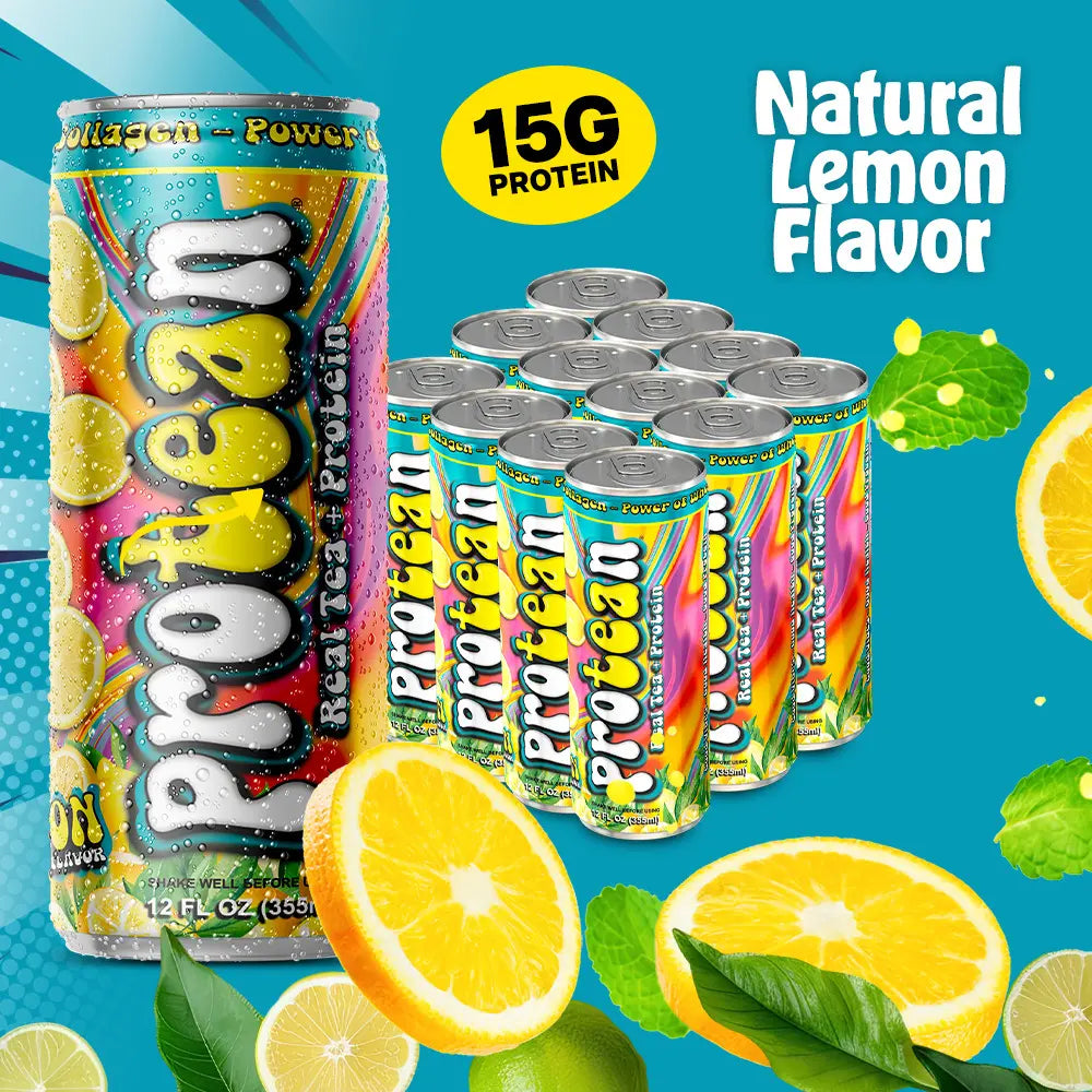 Genepro Real Tea + Protein Groovy Lemon Flavor, Workout Recovery & Energy Boost - Hydration & Protein with All Natural Flavors & Sweeteners - Protein 15G - Fruit, Beverage