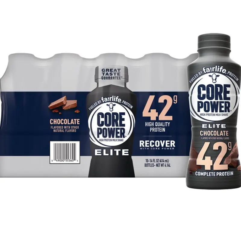 Core Power Elite 42G Protein Shake Chocolate 14Fl. Oz. 10 Pack - High Quality Protein Beverage with Complete Protein - Energy