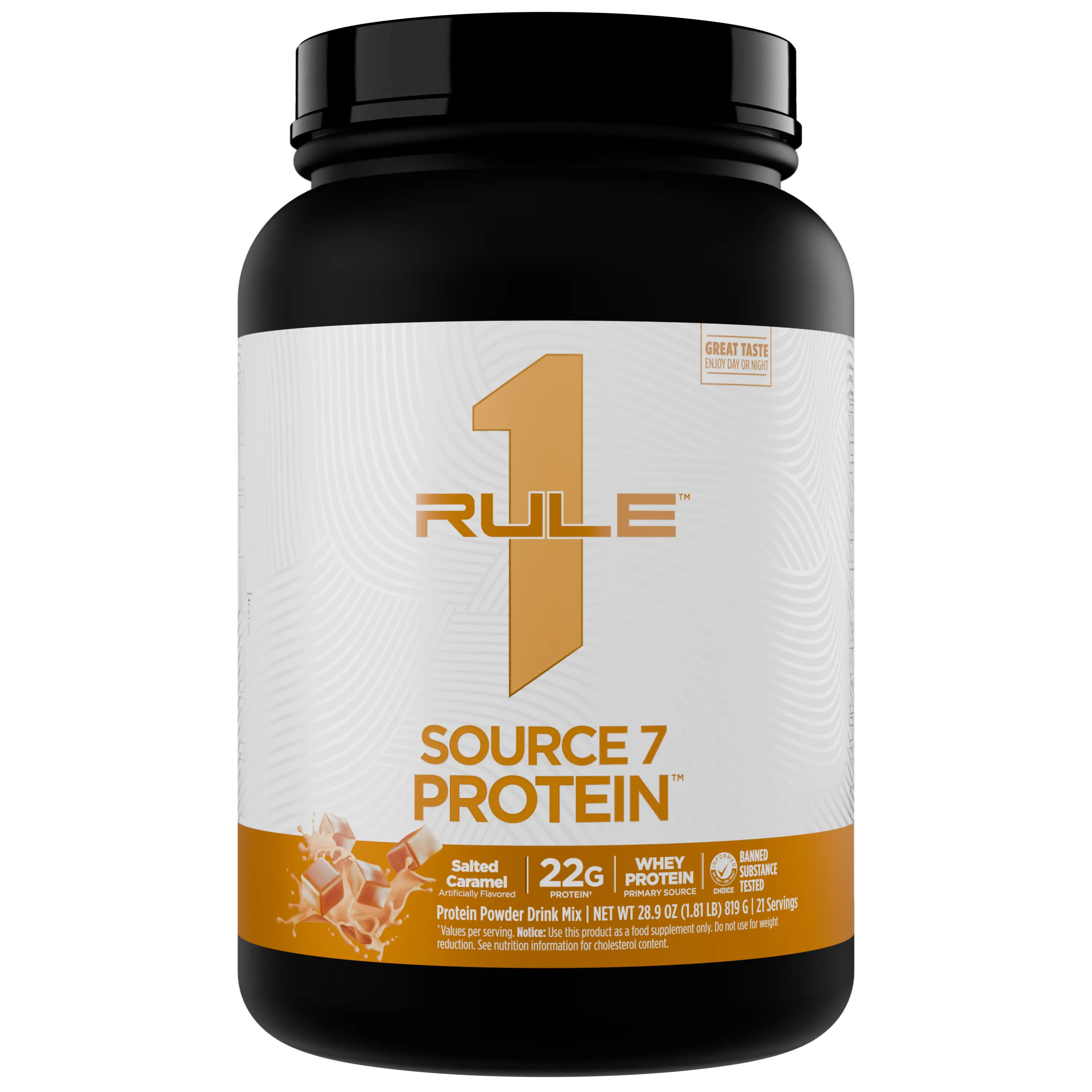 Rule 1 Source 7 Protein – Decadent Flavor, Velvety Smooth Texture, 22G Anytime Protein, and 10G Naturally Occurring Eaas per Serving from 7 Premium Sources, 1.8 Lb, Made in the USA