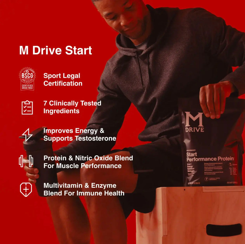 M Drive Start Performance Protein Powder, 22G Protein, Chocolate Flavor