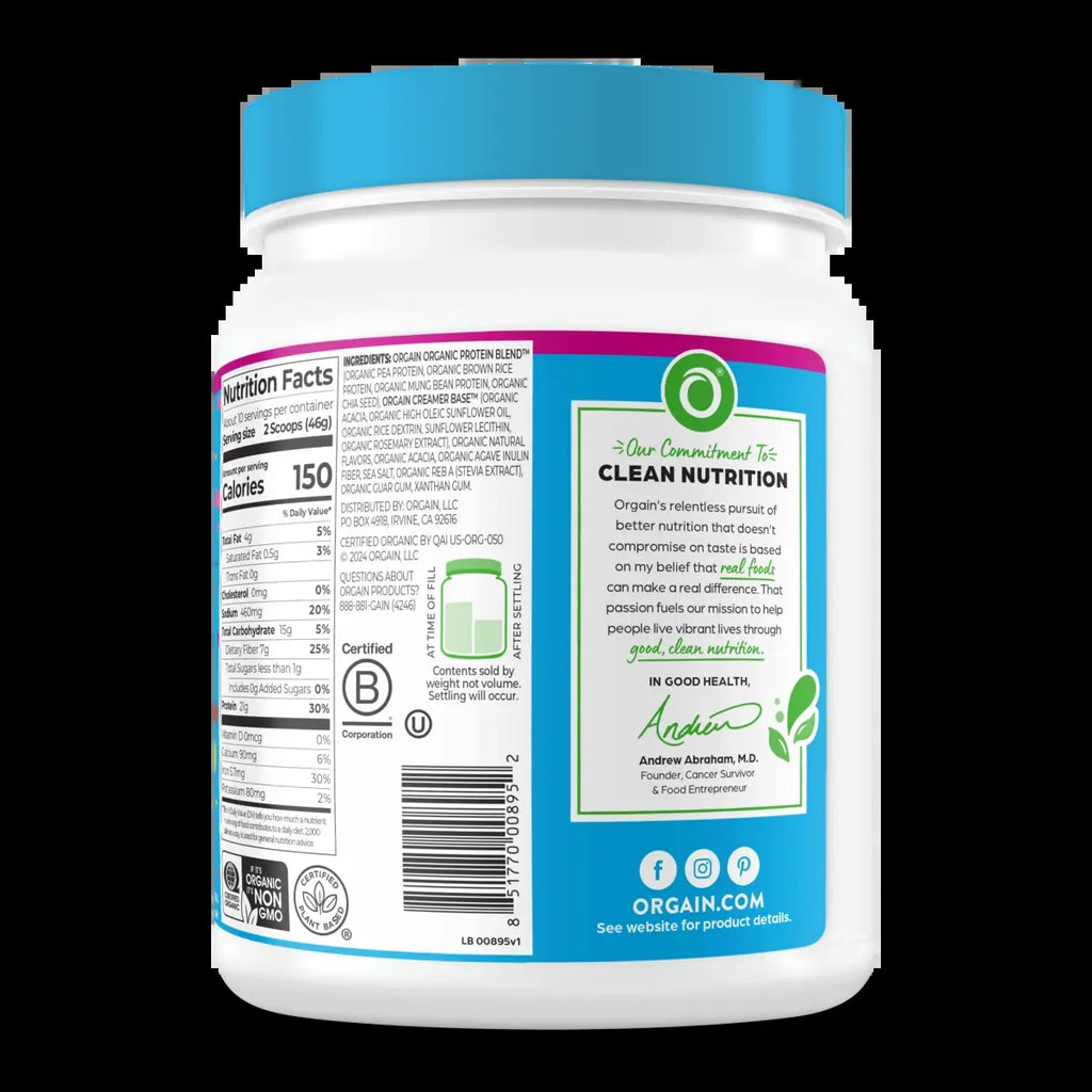 Orgain Organic Protein Plant Based Protein Powder - Birthday Cake Flavor, 21G Plant Protein, <1G Sugar, USDA Certified Organic, Edible Supplement for Fitness Endurance