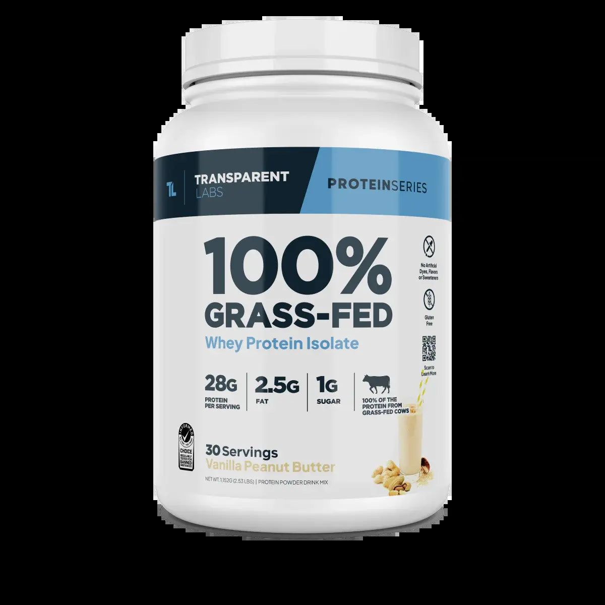 Transparent Labs Grass-Fed Whey Protein Isolate — 28G Protein, Clean Ingredients, Milk, Fitness
