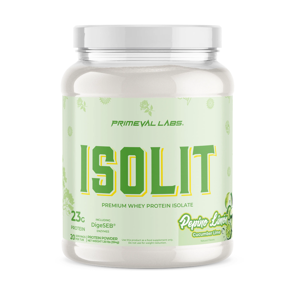 PRIMEVAL LABS ISOLIT Whey Protein Isolate Agua Fresca Flavors Low Fat High Protein 23G Protein 20 Servings