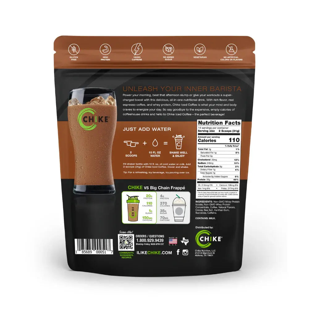 Chike Protein Iced Coffee Mocha Flavor 20G Whey Protein 2 Espresso Shots Low Sugar US Made High Protein Coffee