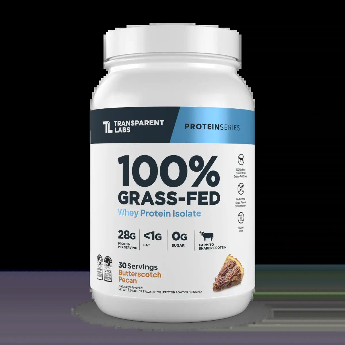 Transparent Labs Grass-Fed Whey Protein Isolate — 28G Protein, Clean Ingredients, Milk, Fitness