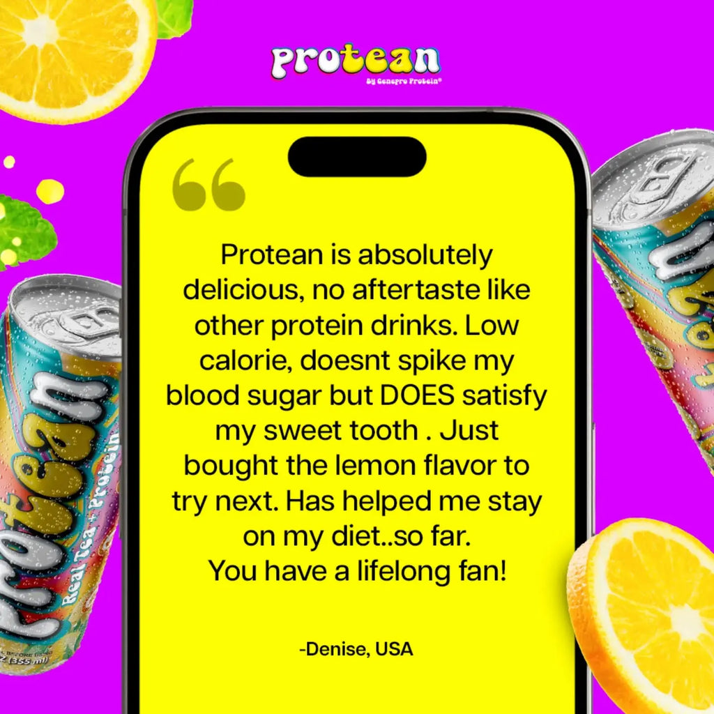 Genepro Real Tea + Protein Groovy Lemon Flavor, Workout Recovery & Energy Boost - Hydration & Protein with All Natural Flavors & Sweeteners - Protein 15G - Fruit, Beverage