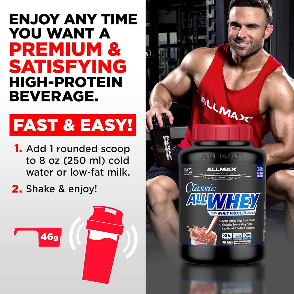 ALLMAX Nutrition Classic Allwhey 100% Whey Protein Powder - 30G Pure Protein, Gluten-Free, Superior Taste & Absorption - Healthcare