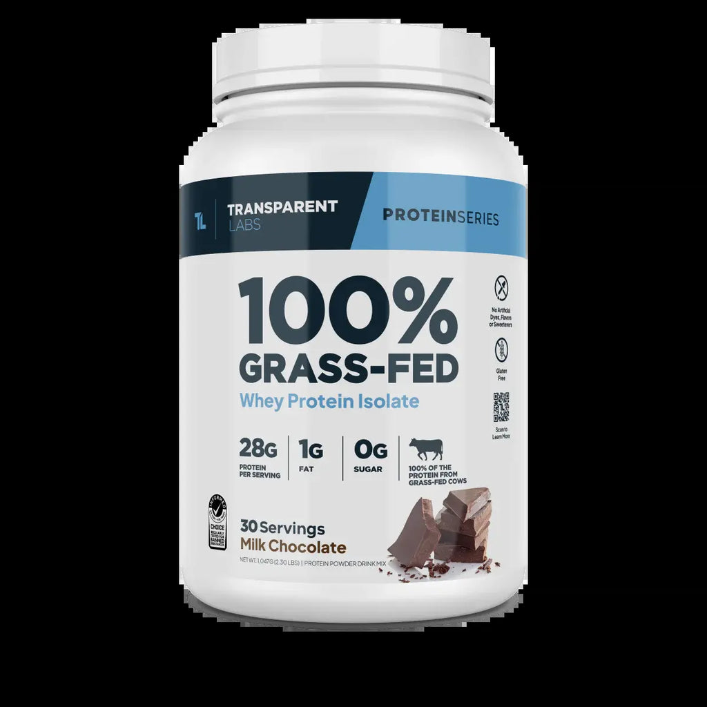 Transparent Labs Grass-Fed Whey Protein Isolate — 28G Protein, Clean Ingredients, Milk, Fitness