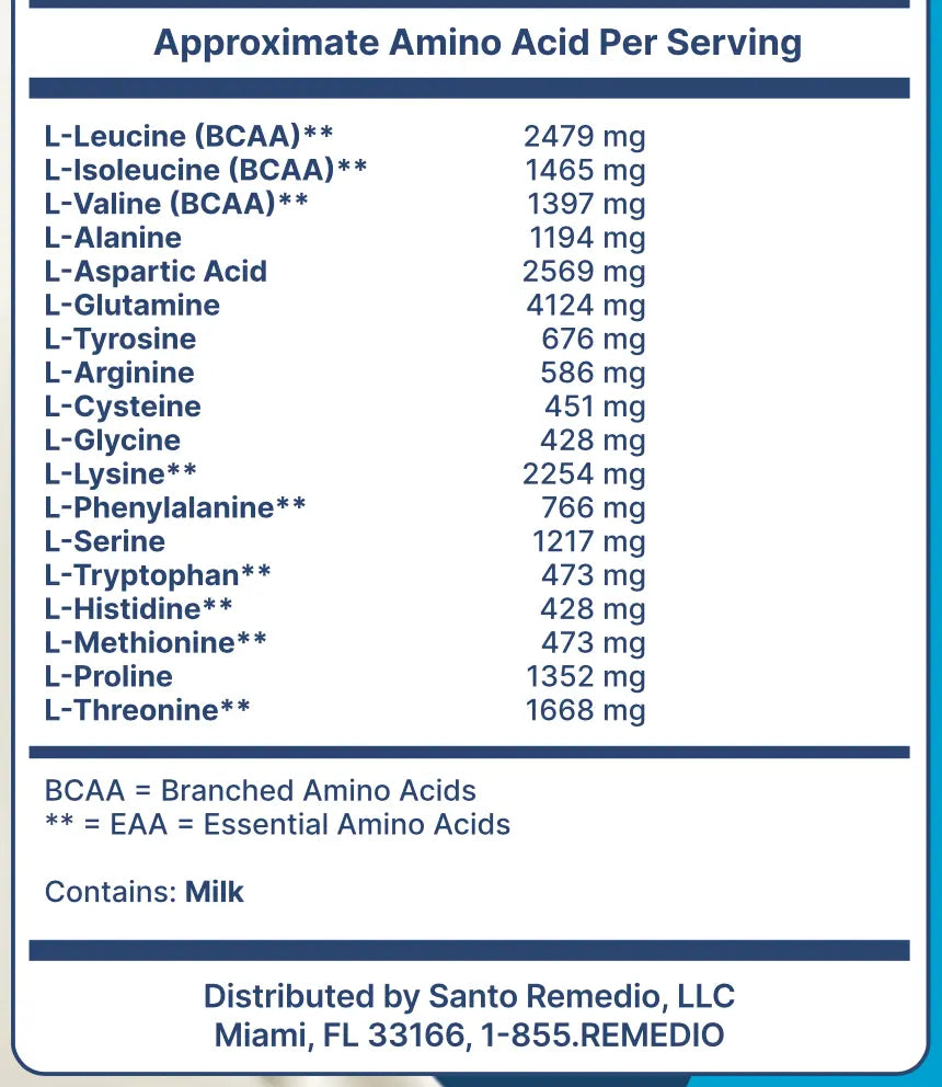 Santo Remedio Vanilla Whey Protein, Premium Whey Protein Powder, 24G of Protein per Serving, 30 Servings