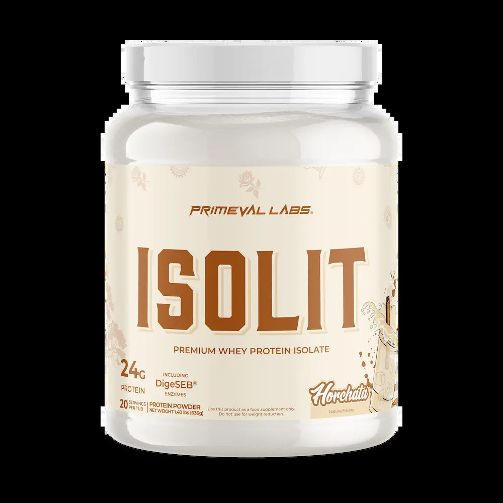 PRIMEVAL LABS ISOLIT Whey Protein Isolate Agua Fresca Flavors Low Fat High Protein 23G Protein 20 Servings
