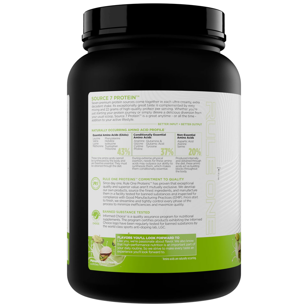 Rule 1 Source 7 Protein – Decadent Flavor, Velvety Smooth Texture, 22G Anytime Protein, and 10G Naturally Occurring Eaas per Serving from 7 Premium Sources, 1.8 Lb, Made in the USA