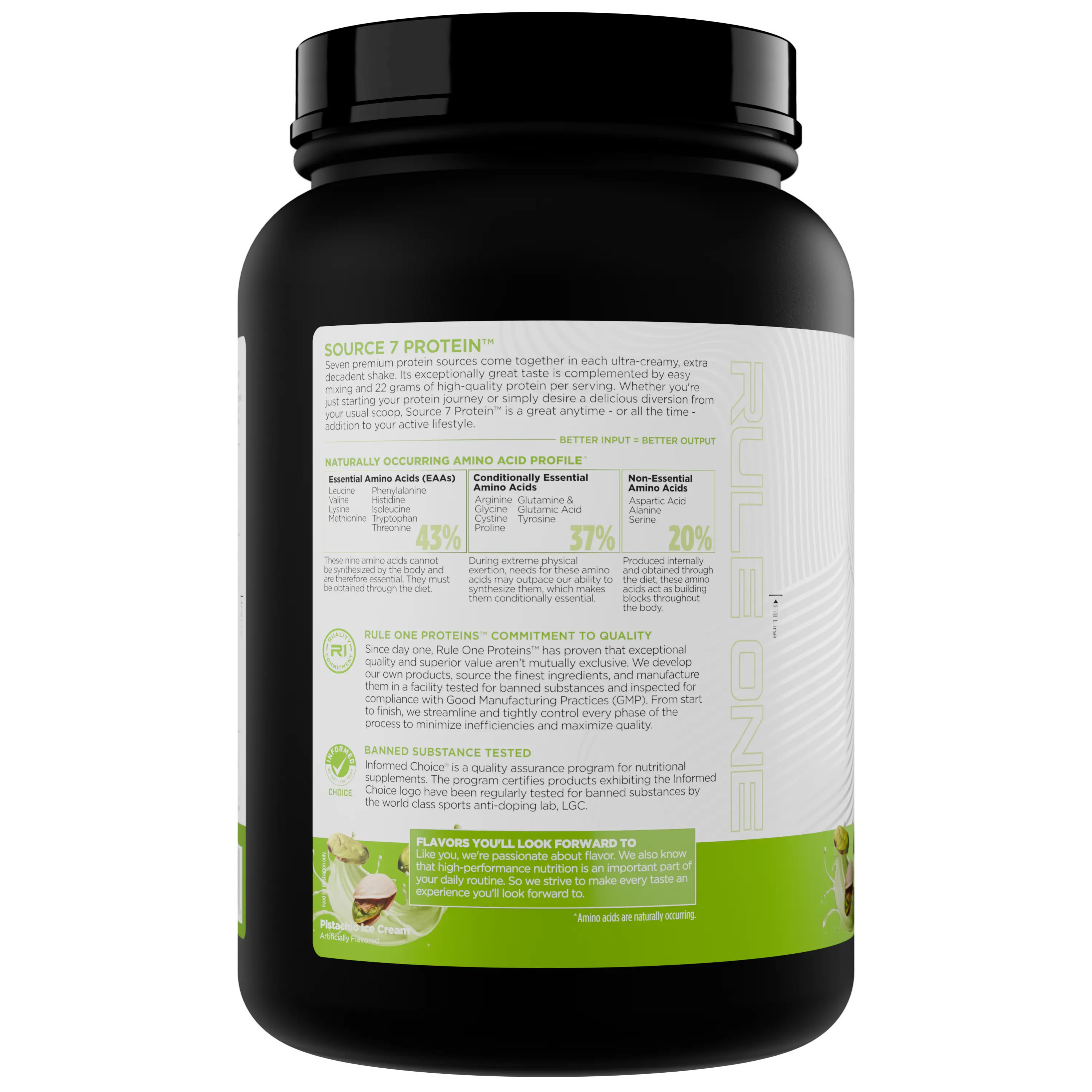 Rule 1 Source 7 Protein – Decadent Flavor, Velvety Smooth Texture, 22G Anytime Protein, and 10G Naturally Occurring Eaas per Serving from 7 Premium Sources, 1.8 Lb, Made in the USA