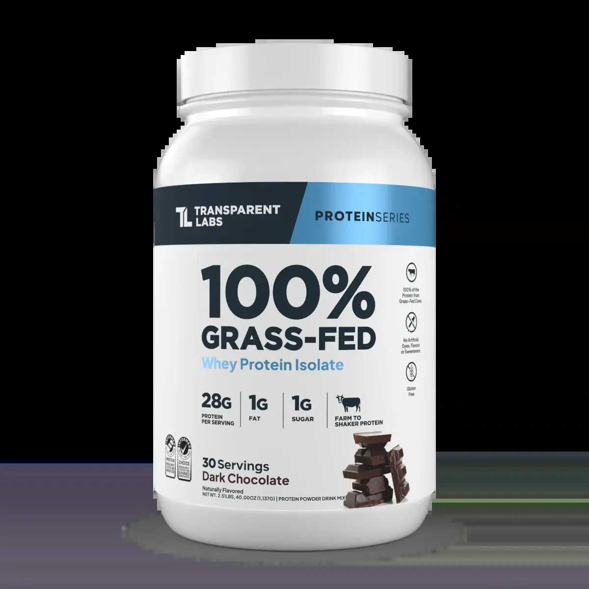 Transparent Labs Grass-Fed Whey Protein Isolate — 28G Protein, Clean Ingredients, Milk, Fitness