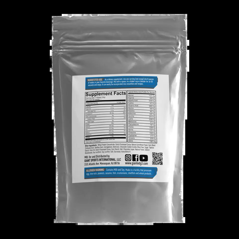 Giant Edg3 Protein Starter Pack - Shaker with Single Serving Protein Packs - 3 Servings of Whey Protein Dietary Supplement Edible