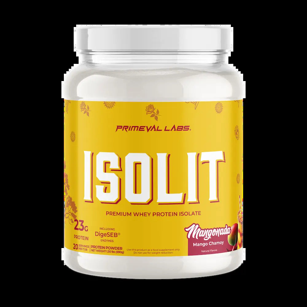 PRIMEVAL LABS ISOLIT Whey Protein Isolate Agua Fresca Flavors Low Fat High Protein 23G Protein 20 Servings