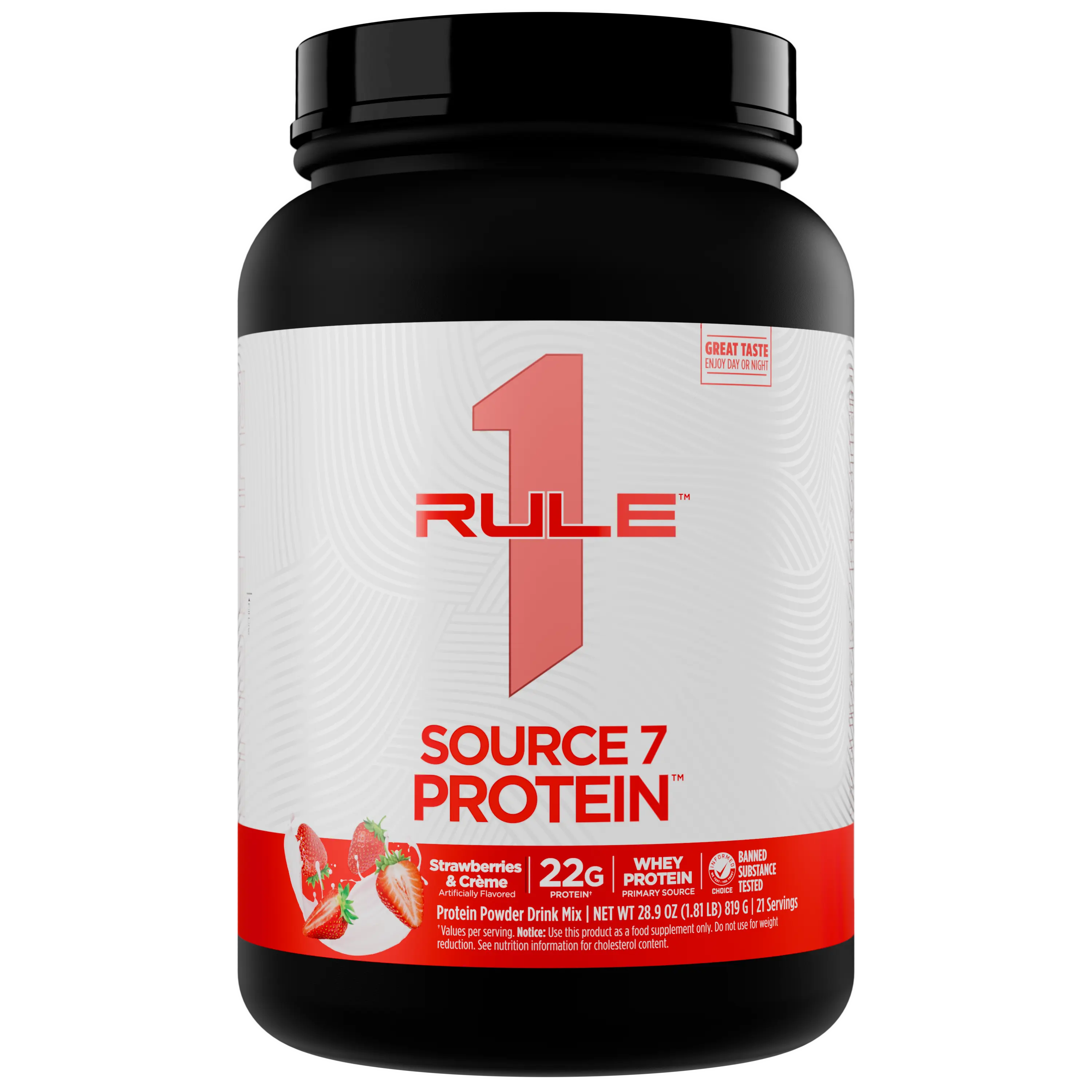 Rule 1 Source 7 Protein – Decadent Flavor, Velvety Smooth Texture, 22G Anytime Protein, and 10G Naturally Occurring Eaas per Serving from 7 Premium Sources, 1.8 Lb, Made in the USA