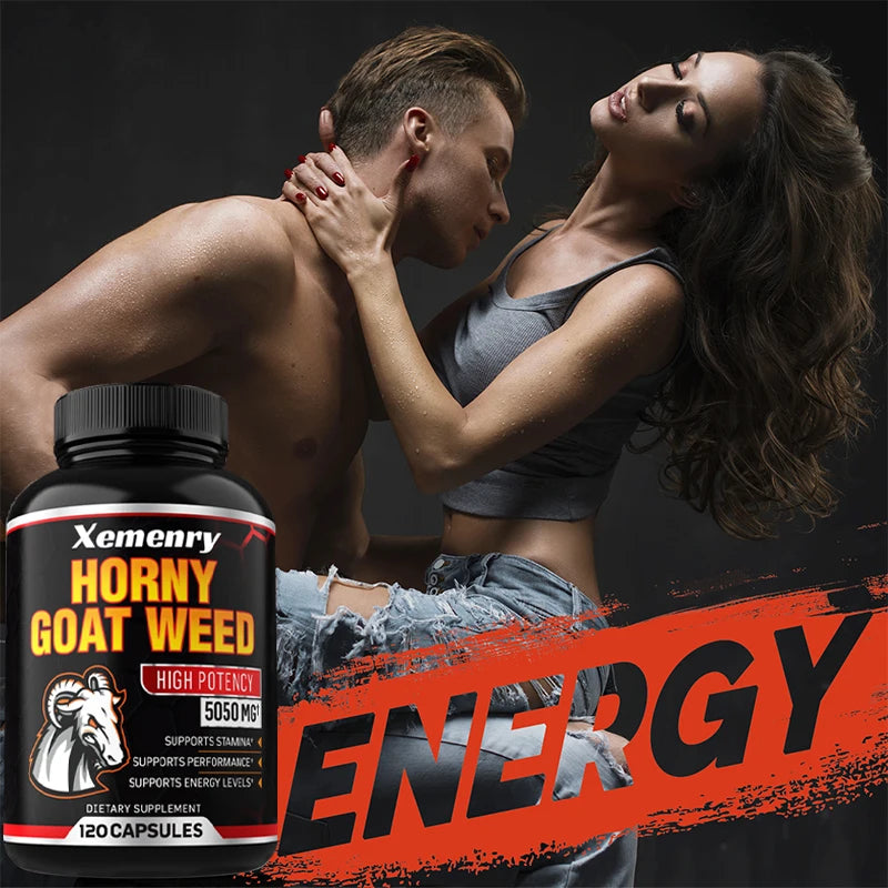 Men's Horny Goat Weed Capsules 5050 mg Formula Contains Black Pepper Extract