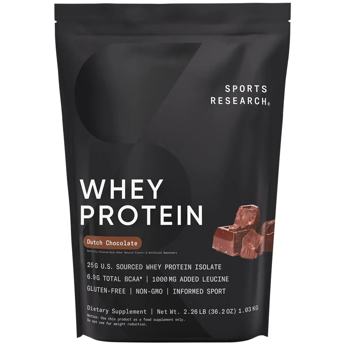 Sports Research Whey Protein - Sports Nutrition Whey Isolate Protein Powder - 5 Lb Bag Bulk Protein Powder 25G per Serving