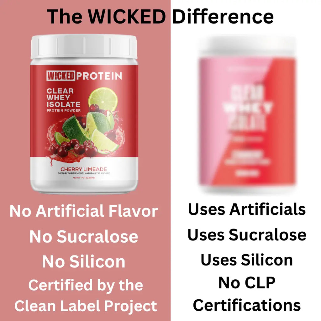 WICKED Protein Cherry Limeade Whey Isolate Powder - 23G Protein - 95 Calories - Clean Label Project Certified - Delicious Juice Protein Powder
