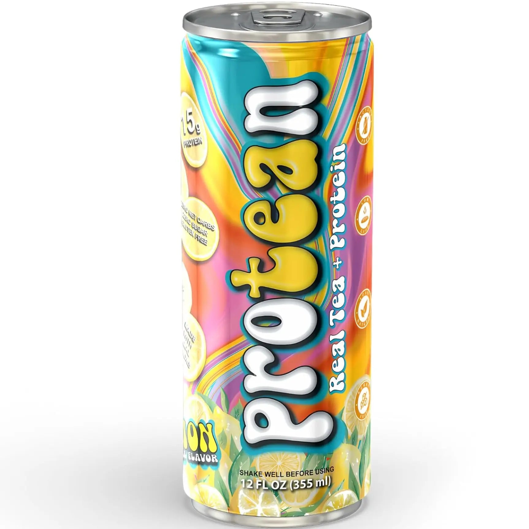 Genepro Real Tea + Protein Groovy Lemon Flavor, Workout Recovery & Energy Boost - Hydration & Protein with All Natural Flavors & Sweeteners - Protein 15G - Fruit, Beverage