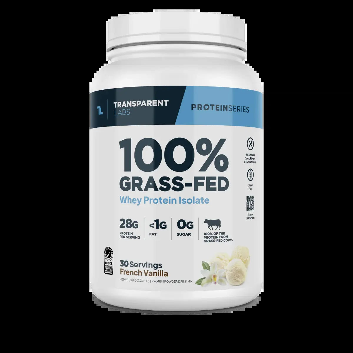 Transparent Labs Grass-Fed Whey Protein Isolate — 28G Protein, Clean Ingredients, Milk, Fitness