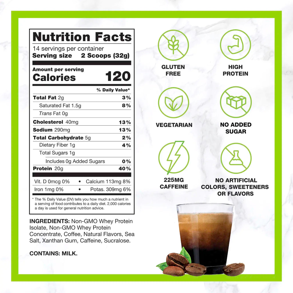 Chike Protein Iced Coffee Triple Shot Espresso & Cream Flavor 20G Whey Protein 3 Espresso Shots Low Sugar US Made High Protein Coffee