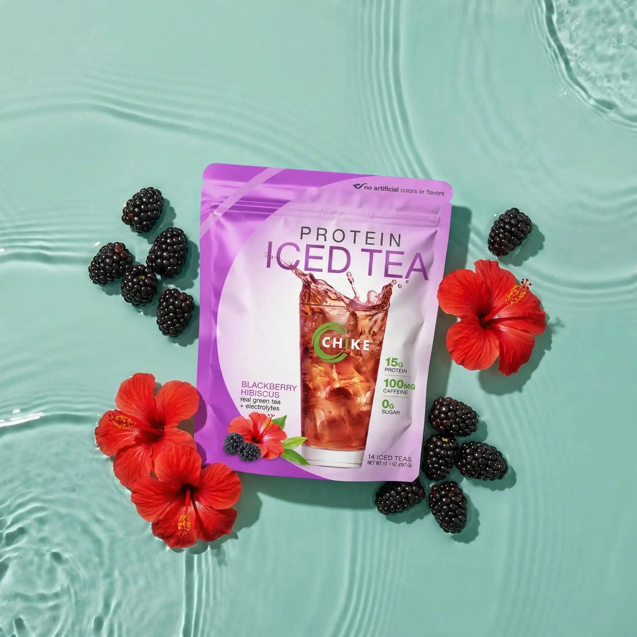 Blackberry Hibiscus Protein Iced Tea