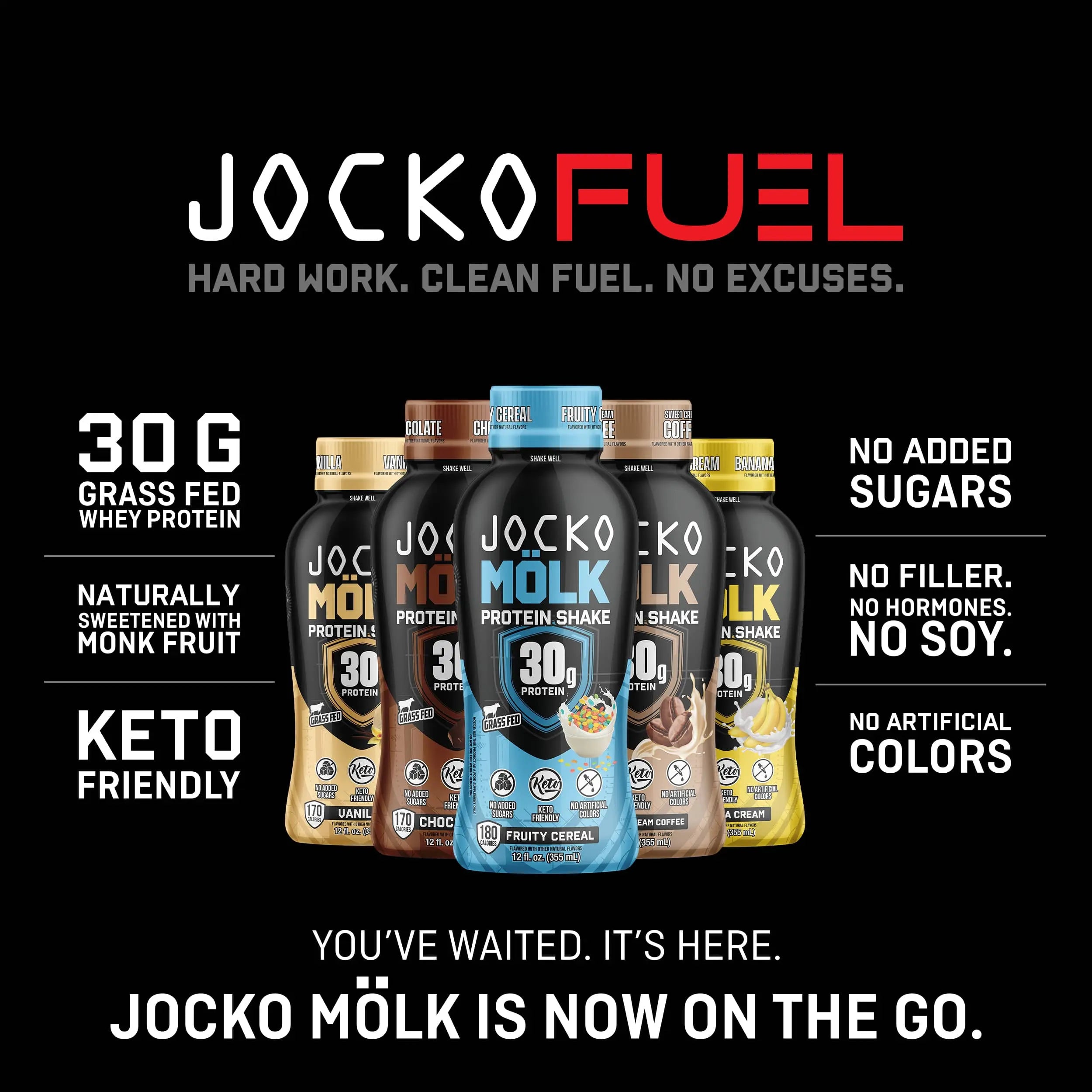 Jocko Mölk Grass-Fed Protein Shakes 30G of Protein - Multipacks