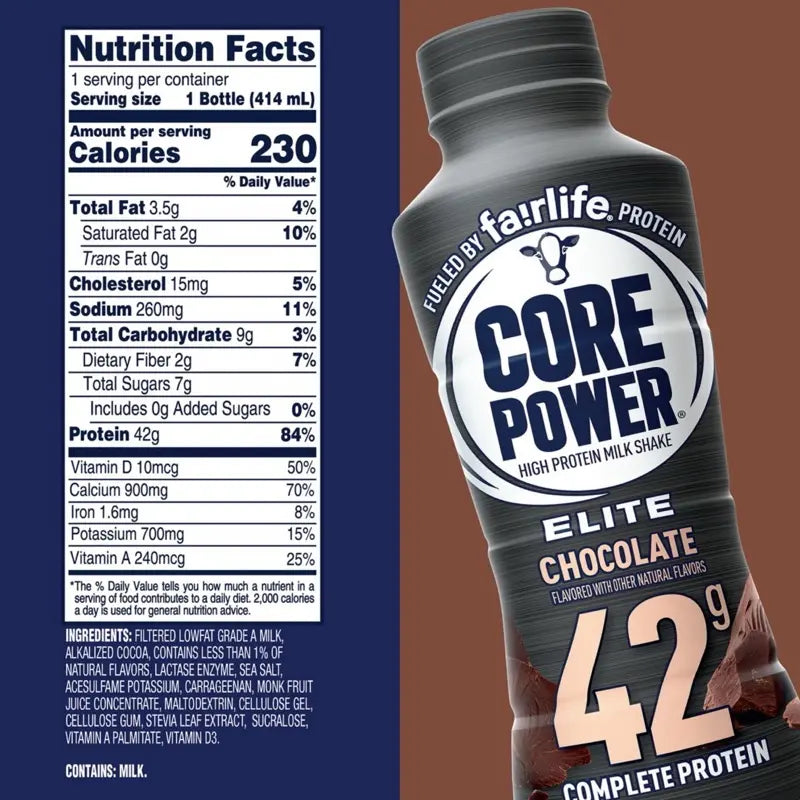 Core Power Elite 42G Protein Shake Chocolate 14Fl. Oz. 10 Pack - High Quality Protein Beverage with Complete Protein - Energy