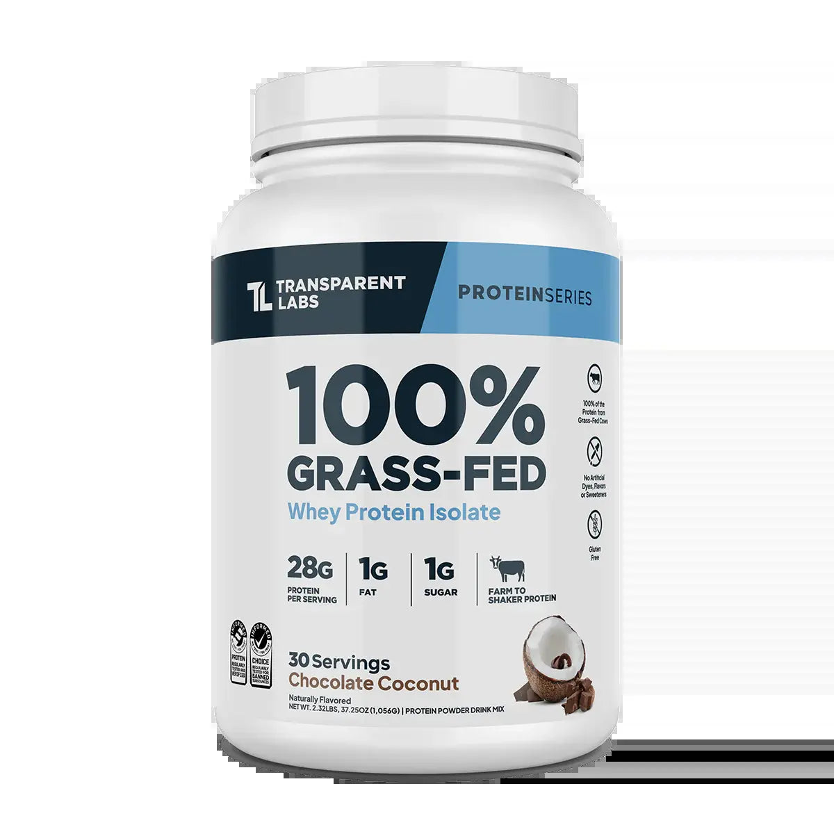 Transparent Labs Grass-Fed Whey Protein Isolate — 28G Protein, Clean Ingredients, Milk, Fitness