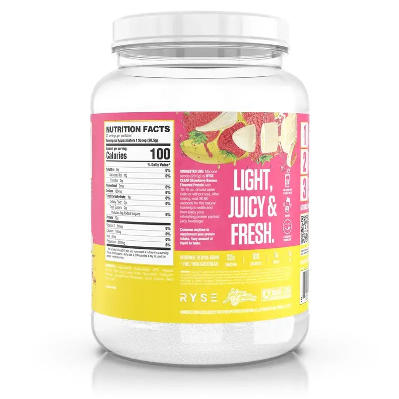 RYSE - Clear Whey Protein Powder - 22G of Whey Isolate Protein & Zero Sugar - 27 Servings