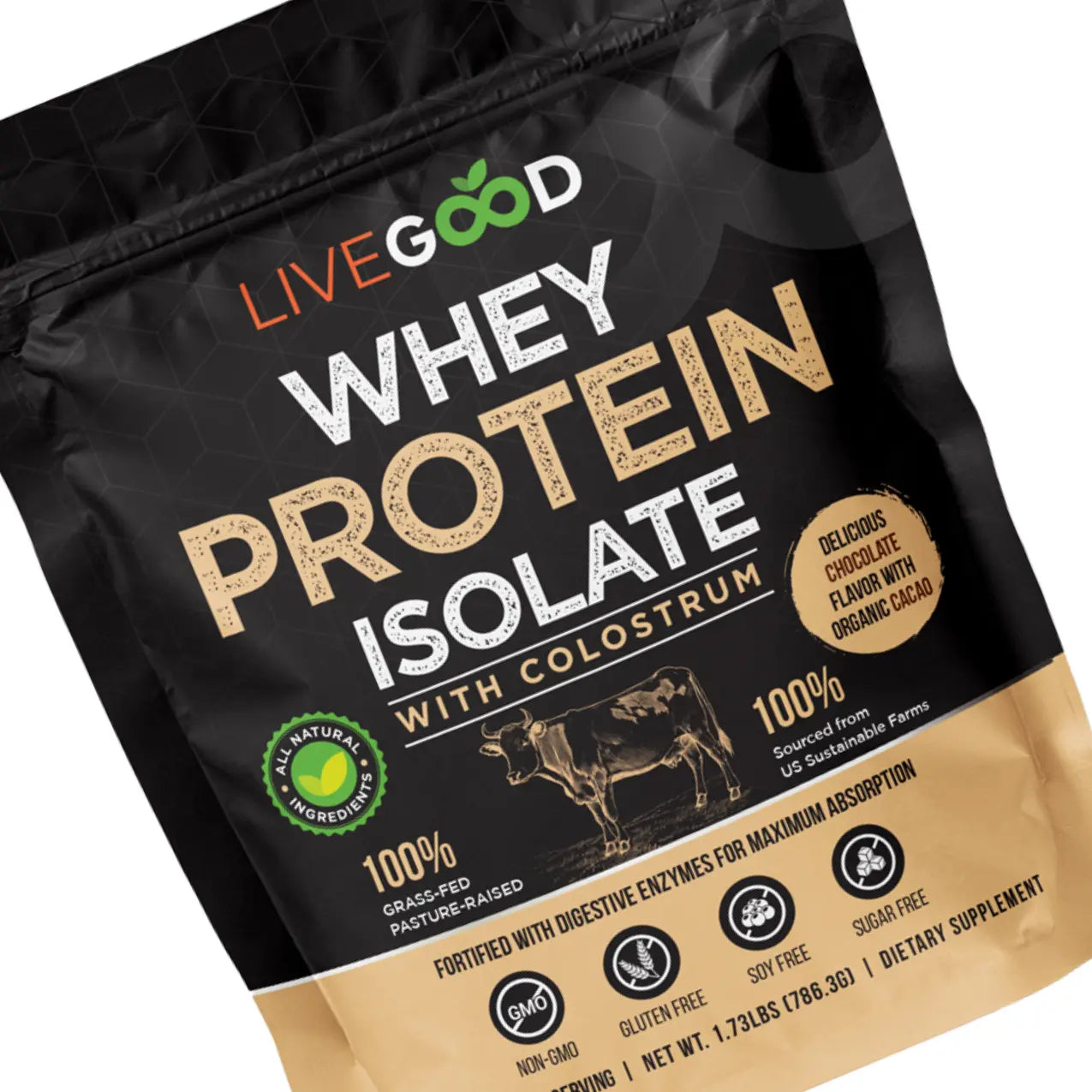Livegood Chocolate Whey Protein Isolate – Grass-Fed | Chocolate Protein + Colostrum