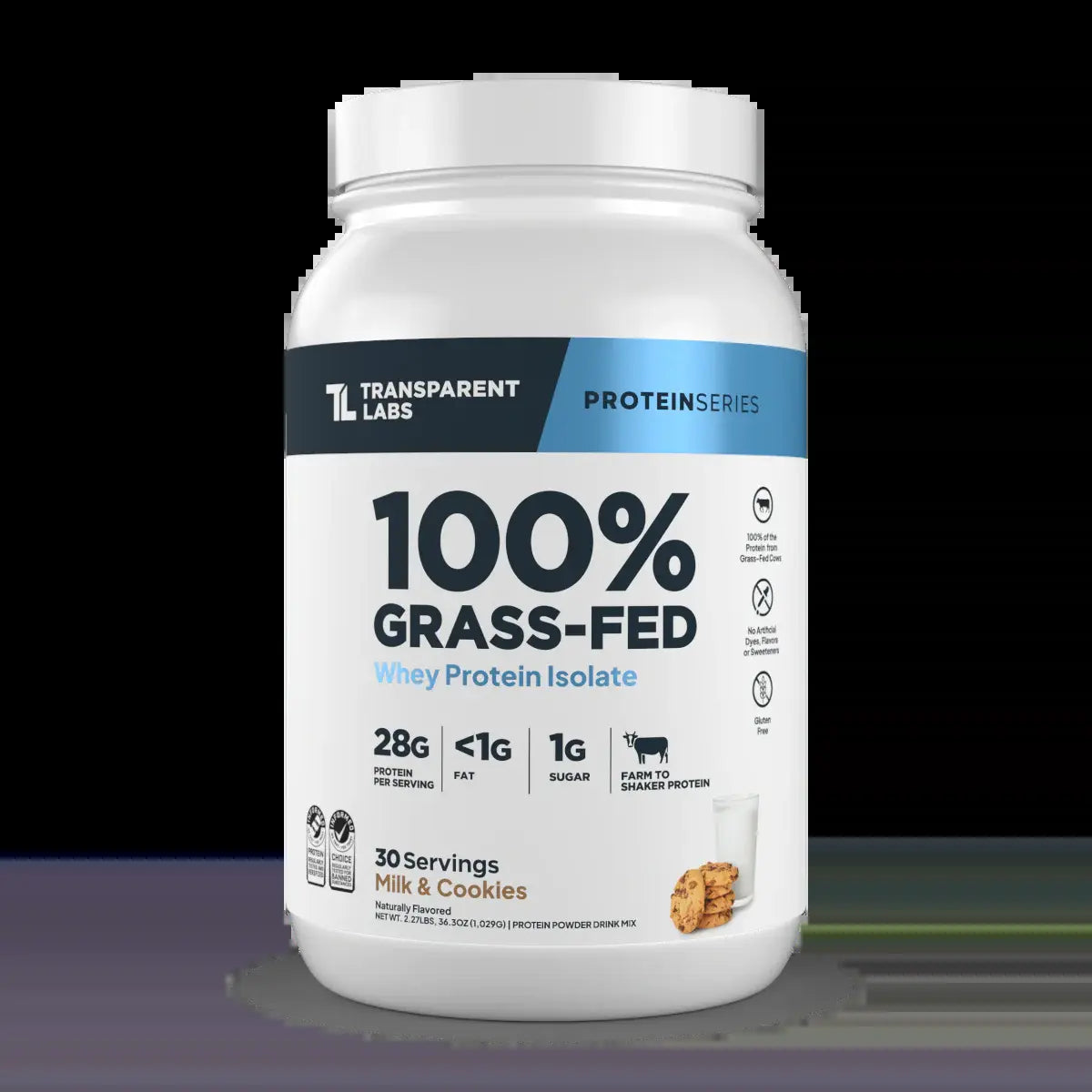 Transparent Labs Grass-Fed Whey Protein Isolate — 28G Protein, Clean Ingredients, Milk, Fitness