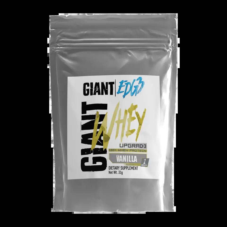 Giant Edg3 Protein Starter Pack - Shaker with Single Serving Protein Packs - 3 Servings of Whey Protein Dietary Supplement Edible