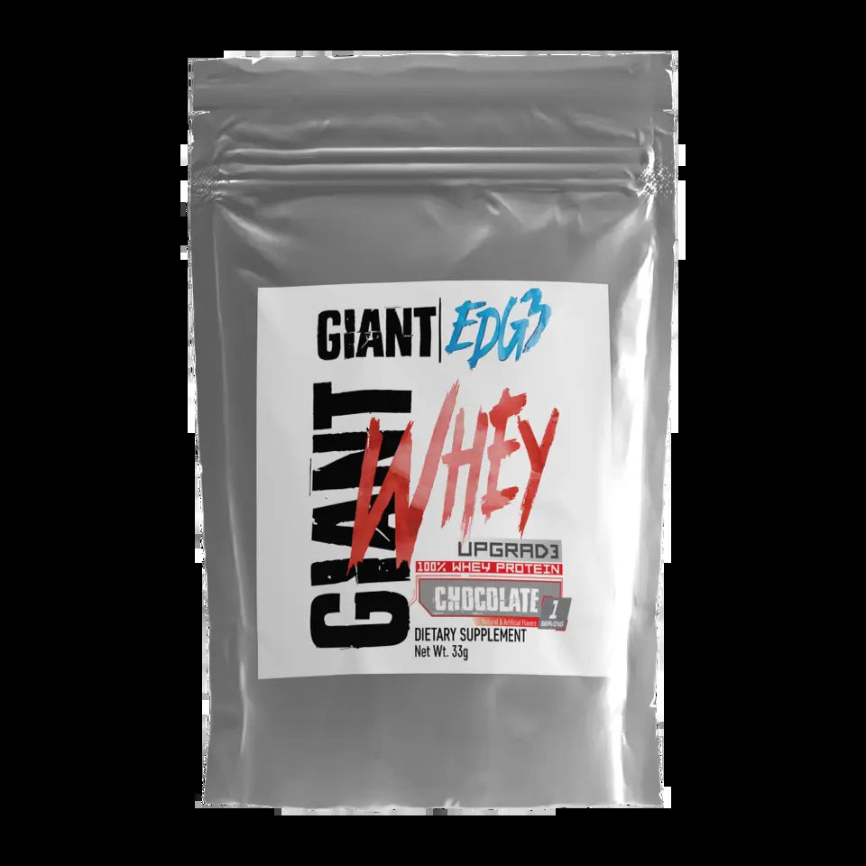 Giant Edg3 Protein Starter Pack - Shaker with Single Serving Protein Packs - 3 Servings of Whey Protein Dietary Supplement Edible