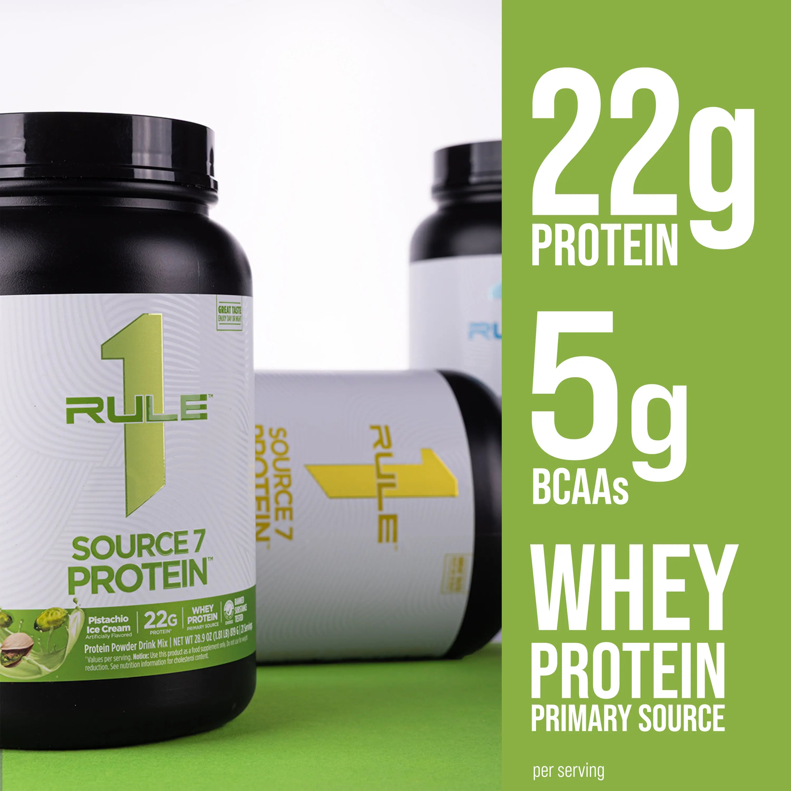 Rule 1 Source 7 Protein – Decadent Flavor, Velvety Smooth Texture, 22G Anytime Protein, and 10G Naturally Occurring Eaas per Serving from 7 Premium Sources, 1.8 Lb, Made in the USA