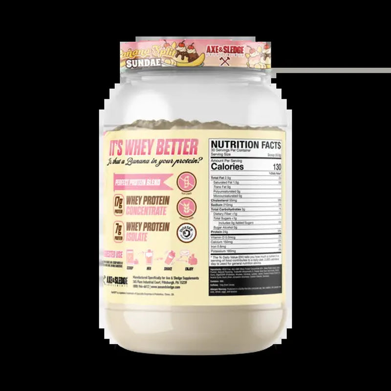 Axe & Sledge WHEY More Protein Blend, 24G Protein, Whey Concentrate & Isolate with Digeseb Workout Supplement Optimum Fitness Fiber